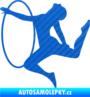 Samolepka Hula Hop 002 levá gymnastka s obručí 3D karbon modrý