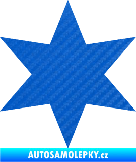 Samolepka Hvězda 002 3D karbon modrý