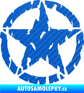 Samolepka Hvězda Army 010 potrhaná 3D karbon modrý