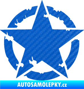 Samolepka Hvězda US Army 003 narušená 3D karbon modrý