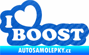 Samolepka I love boost 001 3D karbon modrý
