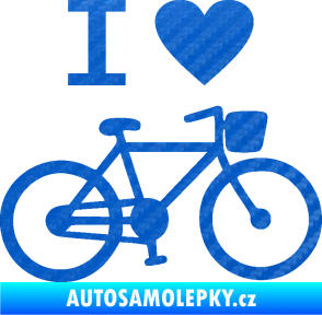 Samolepka I love cycling pravá 3D karbon modrý