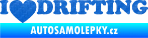 Samolepka I love drifting 3D karbon modrý