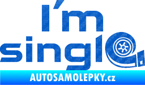 Samolepka I´m single nápis turbo 3D karbon modrý