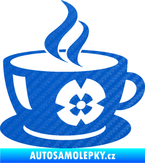 Samolepka Interiér 008 pravá šálek na kávu 3D karbon modrý