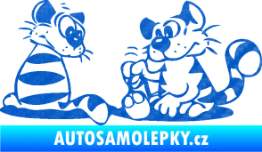 Samolepka Interiér 010 pravá kočičky 3D karbon modrý