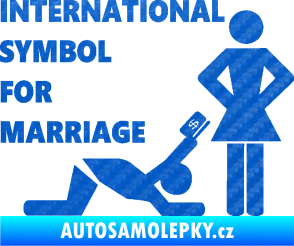 Samolepka International symbol for marriage 3D karbon modrý