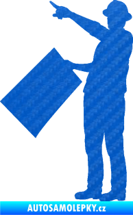 Samolepka Inženýr 001 levá 3D karbon modrý