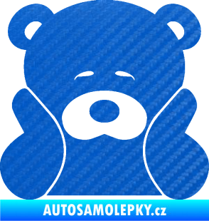 Samolepka JDM medvídek 3D karbon modrý