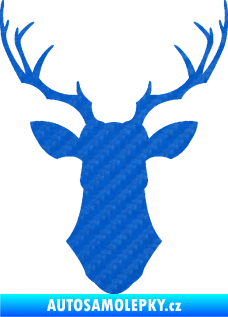 Samolepka Jelen trofej 001 3D karbon modrý
