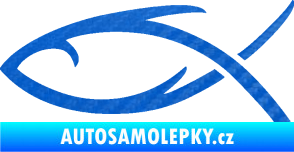 Samolepka Jesus rybička 008 3D karbon modrý
