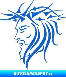 Samolepka Ježíš 002 levá 3D karbon modrý