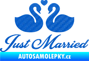 Samolepka Just Married 006 nápis labutě 3D karbon modrý