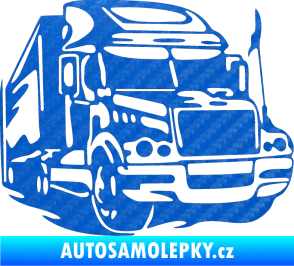 Samolepka Kamion 002 pravá nákladní auto 3D karbon modrý