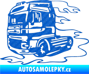 Samolepka Kamion 003 levá nákladní auto 3D karbon modrý