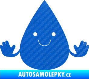Samolepka Kapka 001 veselá 3D karbon modrý
