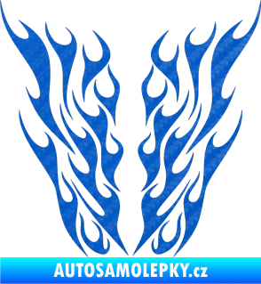Samolepka Kapota 012 plameny 3D karbon modrý