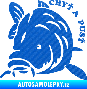 Samolepka Kapr 004 chyť a pusť levá 3D karbon modrý