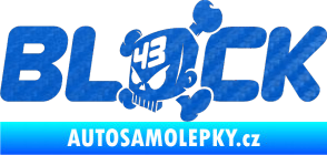 Samolepka Kenblock lebka s napisem 3D karbon modrý
