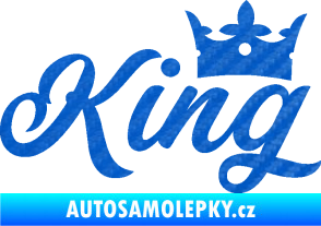 Samolepka King nápis s korunou 3D karbon modrý