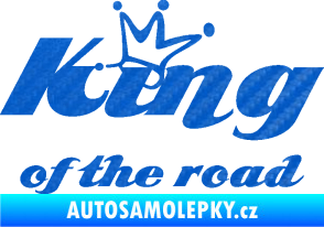 Samolepka King of the road nápis 3D karbon modrý