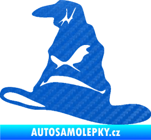 Samolepka Klobouk 001 levá 3D karbon modrý