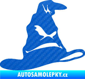Samolepka Klobouk 001 pravá 3D karbon modrý