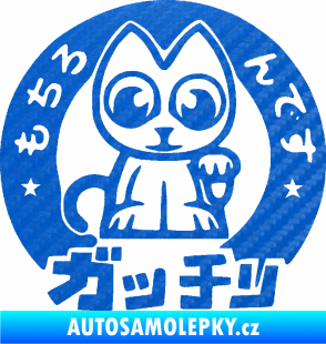Samolepka Kočička lucky cat JDM 002  3D karbon modrý