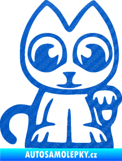 Samolepka Kočička lucky cat JDM pravá 3D karbon modrý
