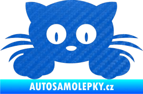 Samolepka Kočka 007 levá 3D karbon modrý