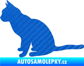 Samolepka Kočka 008 levá 3D karbon modrý