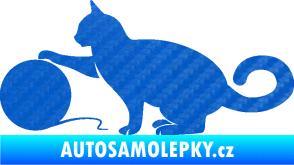 Samolepka Kočka 011 levá 3D karbon modrý