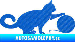 Samolepka Kočka 011 pravá 3D karbon modrý