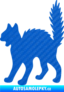Samolepka Kočka 013 levá 3D karbon modrý