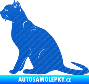 Samolepka Kočka 021 levá 3D karbon modrý