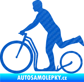 Samolepka Koloběžka 001 levá jízda  3D karbon modrý