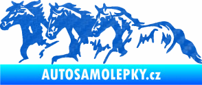 Samolepka Koníci 004 levá stádo 3D karbon modrý