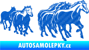 Samolepka Koníci 005 stádo pravá 3D karbon modrý
