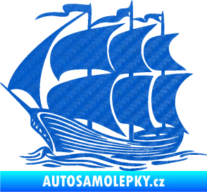 Samolepka Koráb 002 levá 3D karbon modrý