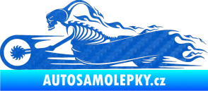 Samolepka Kostra na motorce s plameny levá 3D karbon modrý