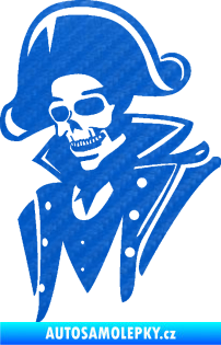 Samolepka Kostra pirát levá 3D karbon modrý
