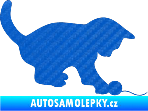 Samolepka Koťátko 001 pravá 3D karbon modrý