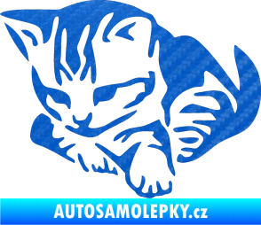 Samolepka Koťátko 003 levá 3D karbon modrý