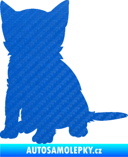 Samolepka Koťátko 005 levá 3D karbon modrý