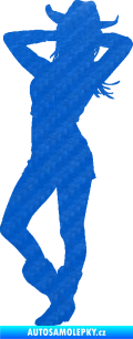 Samolepka Kovbojka 002 levá 3D karbon modrý