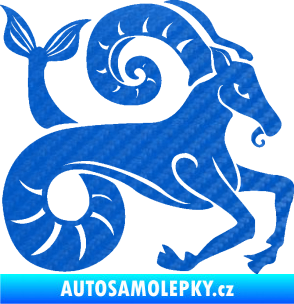 Samolepka Kozoroh 005 pravá 3D karbon modrý