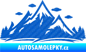 Samolepka Krajina hory 002 levá 3D karbon modrý
