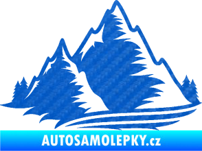 Samolepka Krajina hory 003 levá 3D karbon modrý