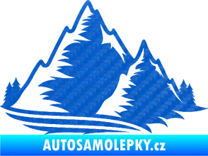 Samolepka Krajina hory 003 pravá 3D karbon modrý