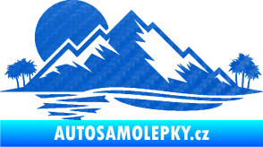 Samolepka Krajina hory 004 levá 3D karbon modrý